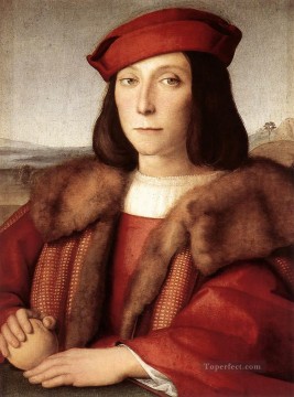 Rafael Painting - Hombre joven con una manzana Maestro renacentista Rafael